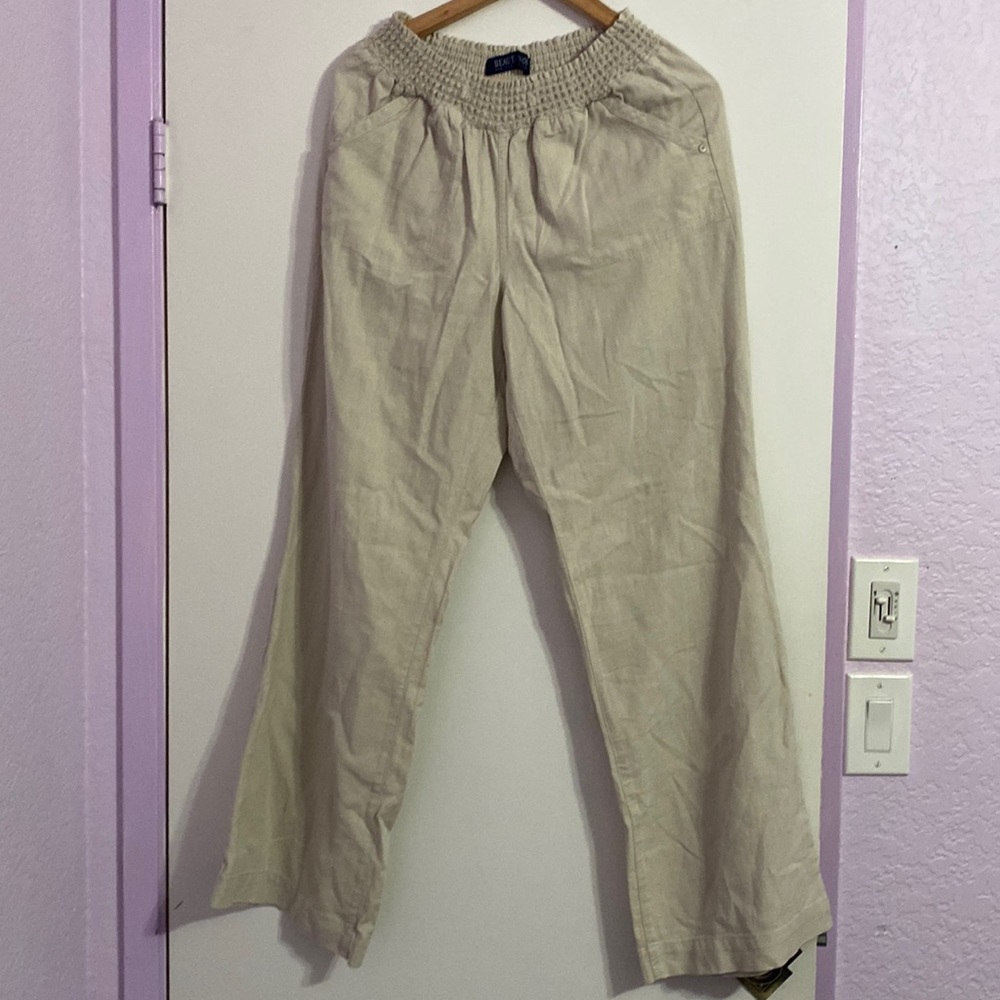 Linen pants, wide leg, 55% linen